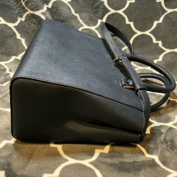 Micheal Kors Navy Blue Large Saffiano Leather Satchel